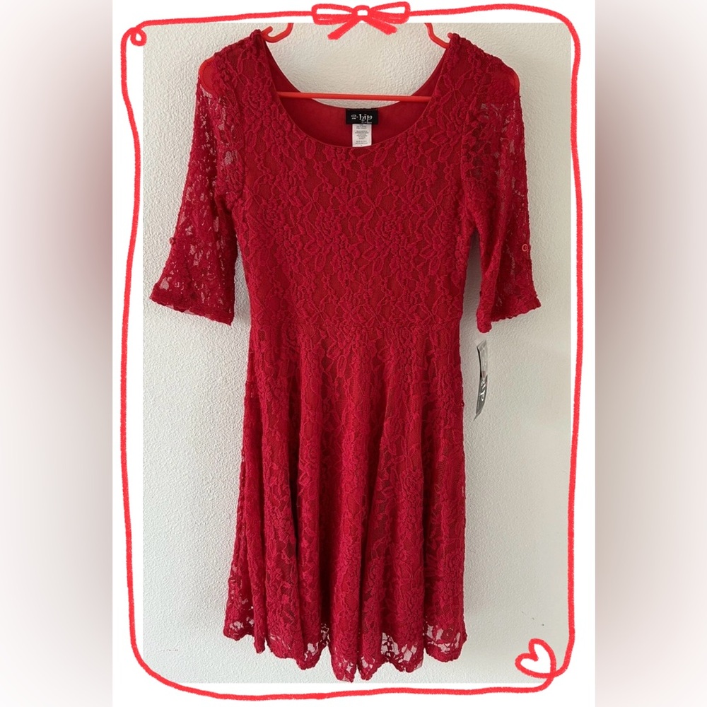 Rare 2-Hip by Wrapper Big Girls Sweet Lace Dress Red Sz 16 Unconventional lace